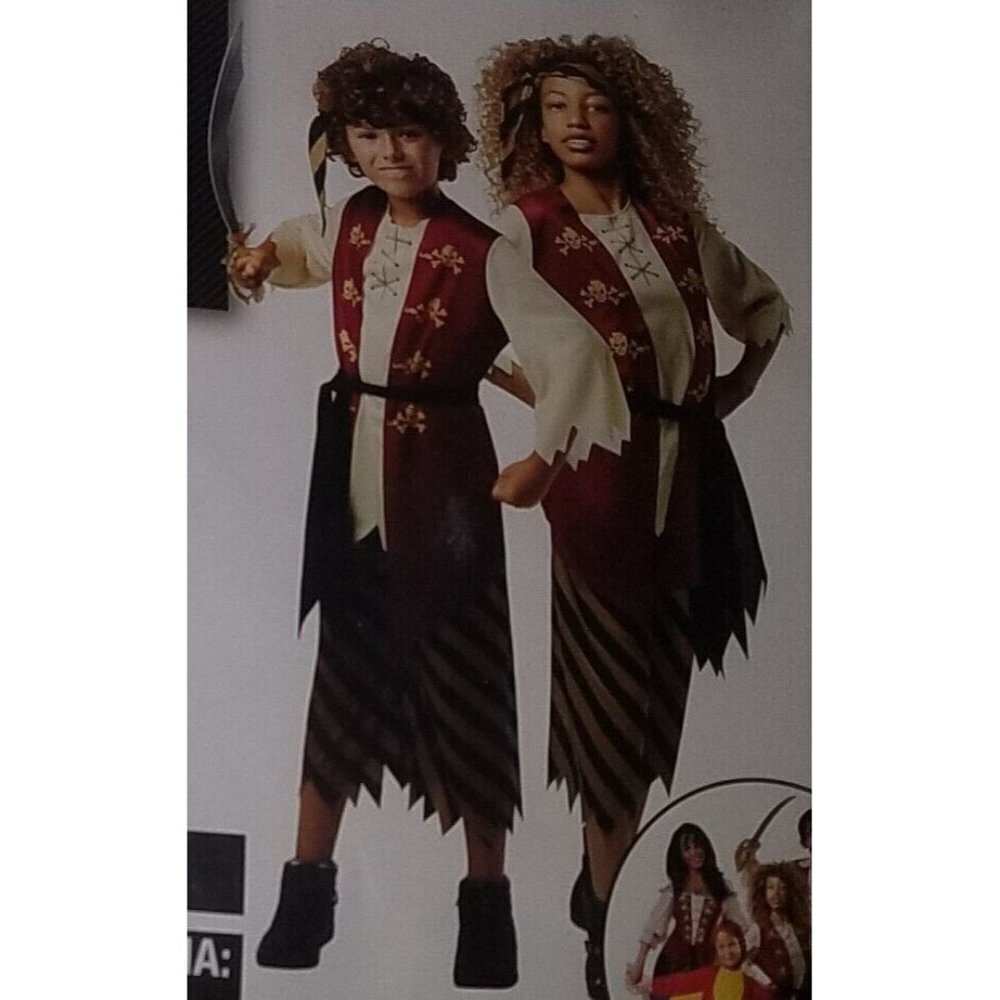NEW Pirate Halloween Costume Unisex Boy Girl Small 6-7 Shirt Pants Headscarf